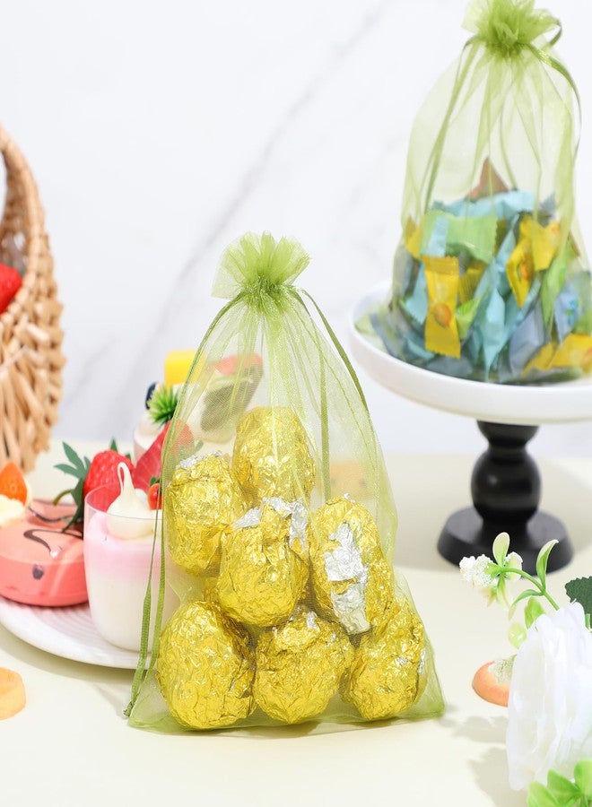 Alrhso 50Pcs Sage Green Party Favor Bag Organza Drawstring Bags 5''X7'' Olive Green Mesh Gift Bags Fruit Protection Netting Bag Draw String Packaging Bages for Fruit Wrap Candy Jewelry Festival - Image 5